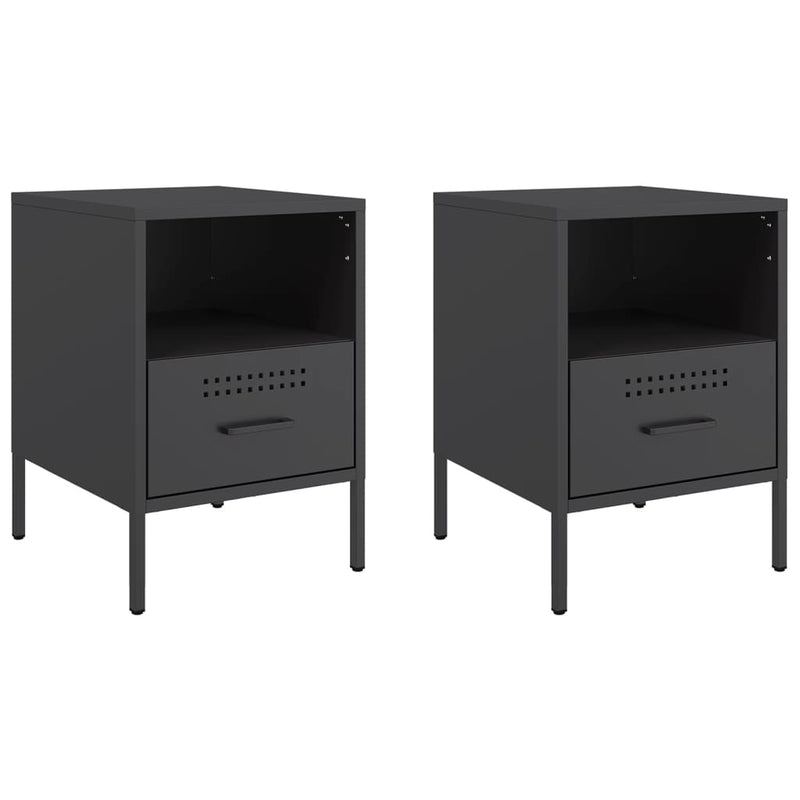 Bedside Cabinets 2 pcs Black 36x39x50.5 cm Steel