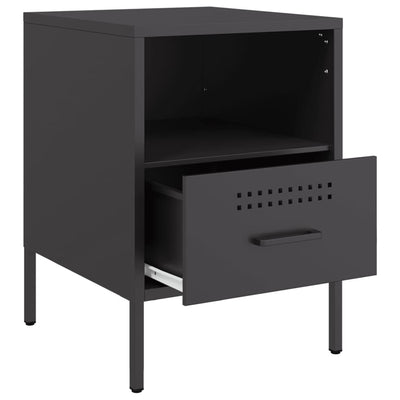 Bedside Cabinets 2 pcs Black 36x39x50.5 cm Steel