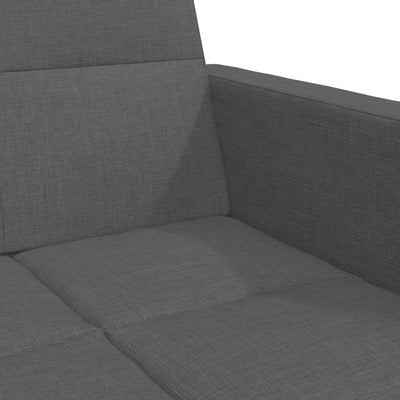 2-Seater Sofa Bed with Footstool Dark Grey Fabric