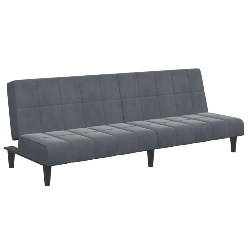 2-Seater Sofa Bed with Footstool Dark Grey Velvet