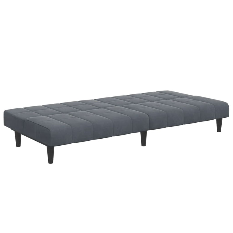 2-Seater Sofa Bed with Footstool Dark Grey Velvet