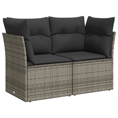 5 Piece Garden Sofa Set with Cushions Grey Poly Rattan