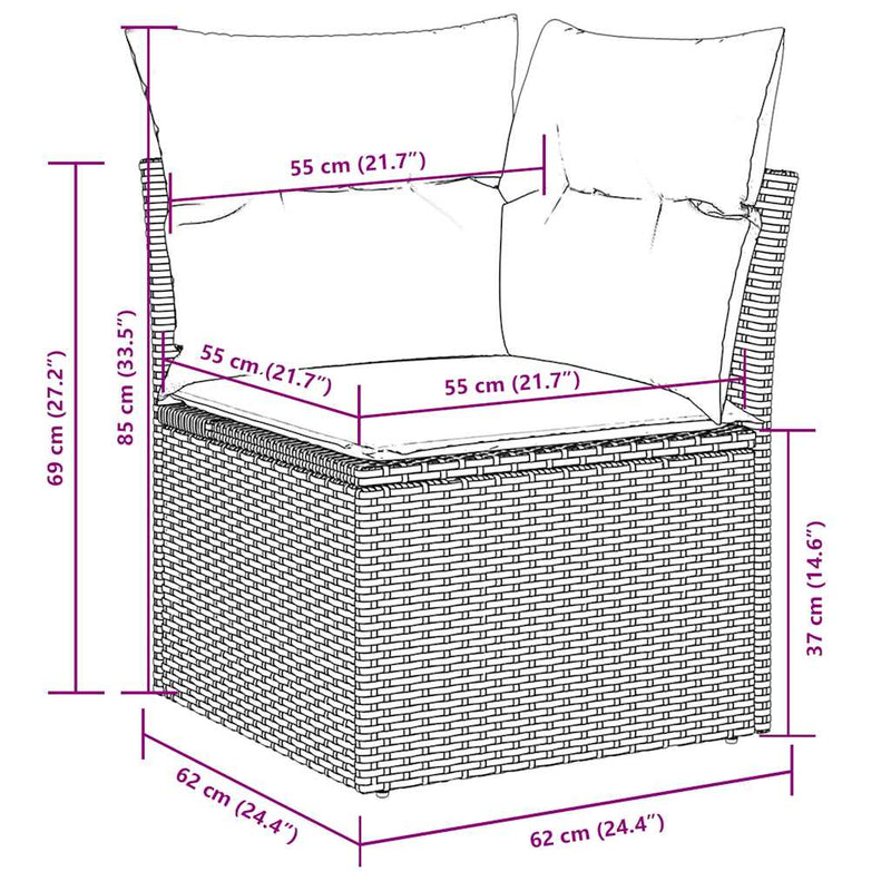 7 Piece Garden Sofa Set with Cushions Black Poly Rattan