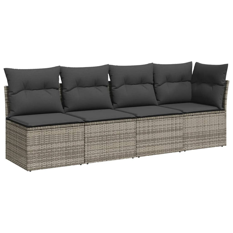 7 Piece Garden Sofa Set with Cushions Grey Poly Rattan