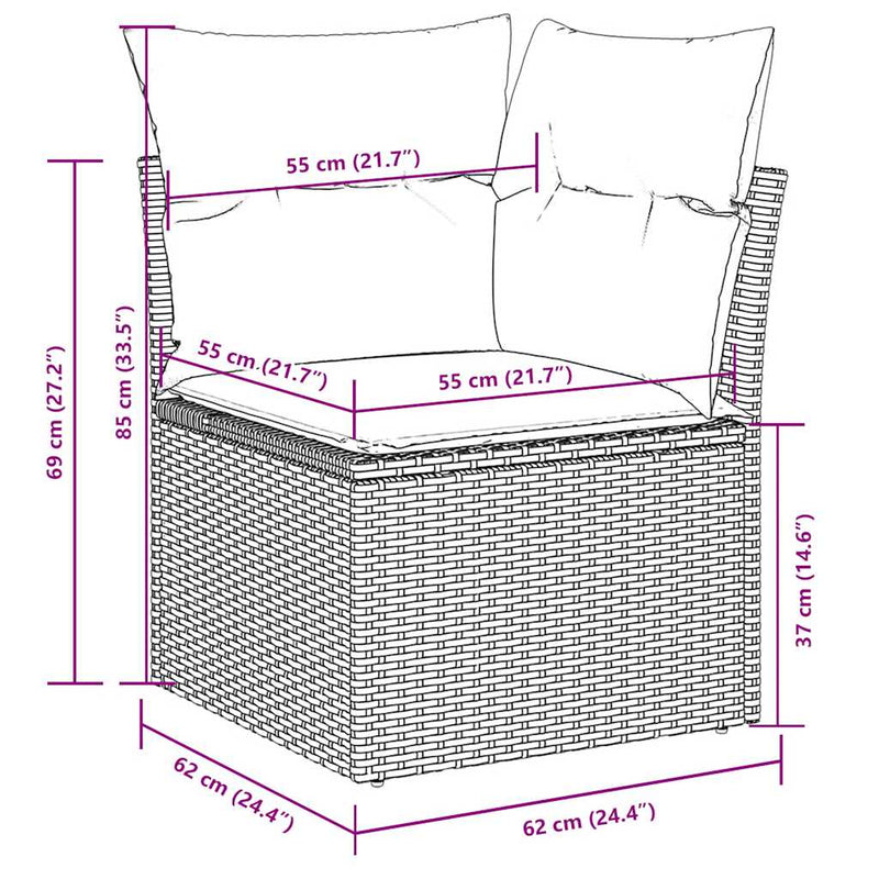 9 Piece Garden Sofa Set with Cushions Black Poly Rattan