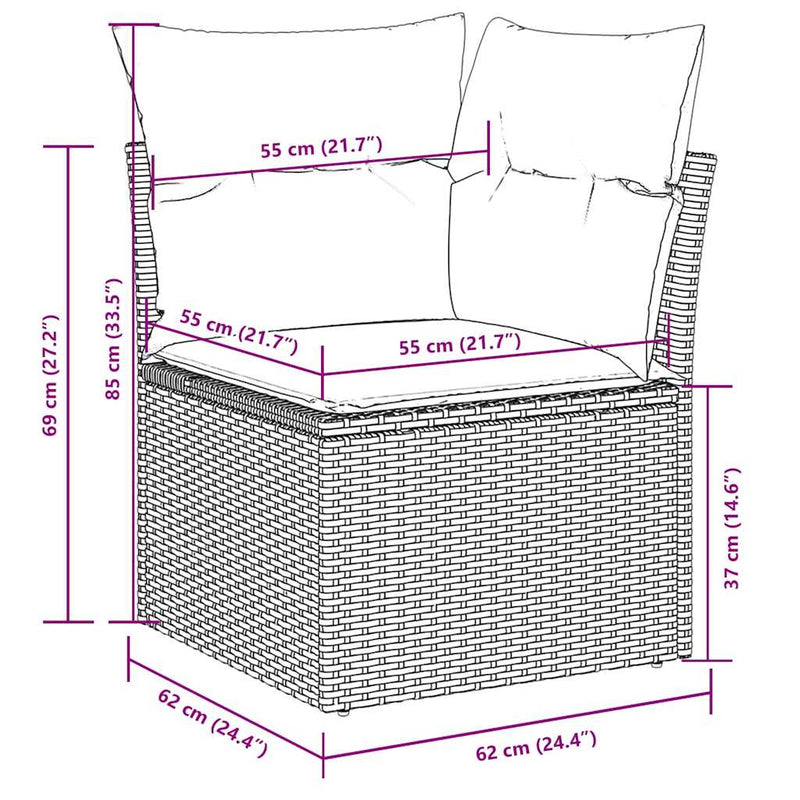 11 Piece Garden Sofa Set with Cushions Black Poly Rattan