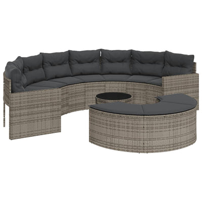 3 Piece Garden Sofa Set Half-Round Grey Poly Rattan