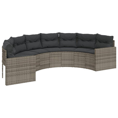 3 Piece Garden Sofa Set Half-Round Grey Poly Rattan