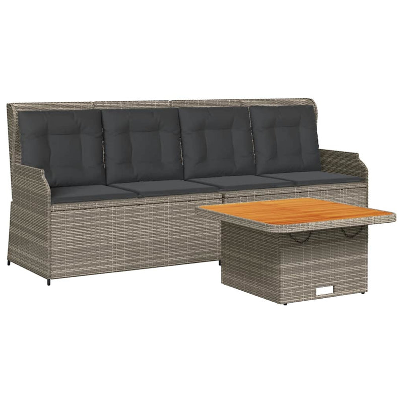 3 Piece Garden Lounge Set with Cushions Grey Poly Rattan