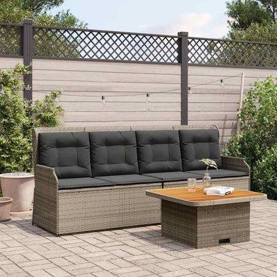 3 Piece Garden Lounge Set with Cushions Grey Poly Rattan