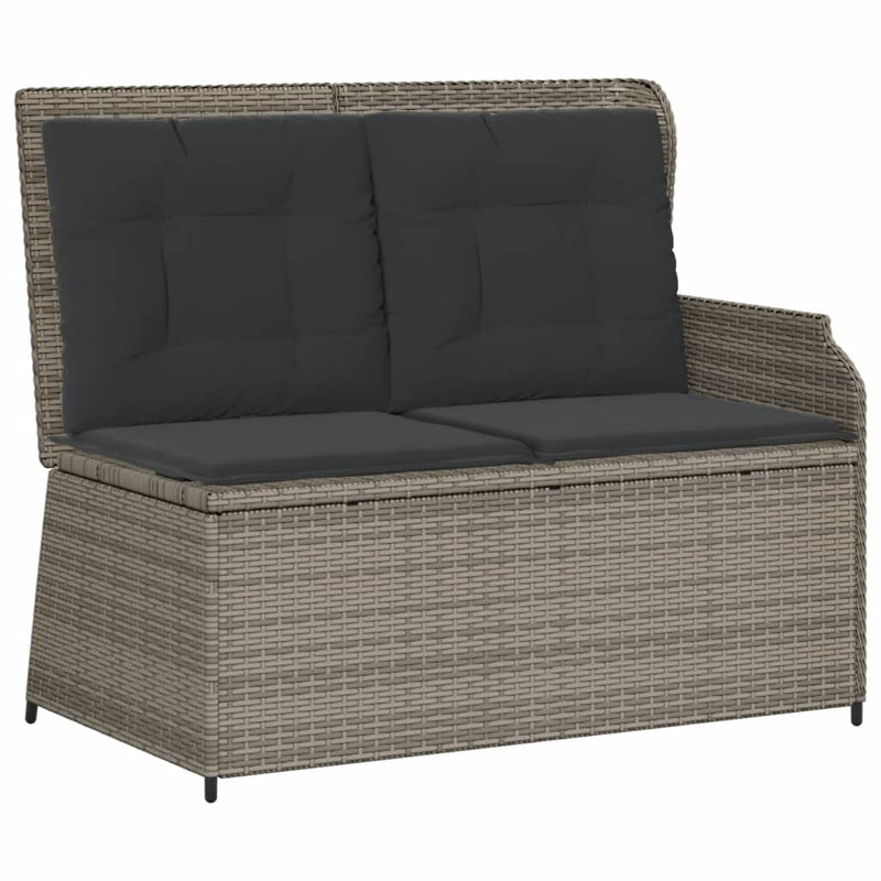 5 Piece Garden Lounge Set with Cushions Grey Poly Rattan