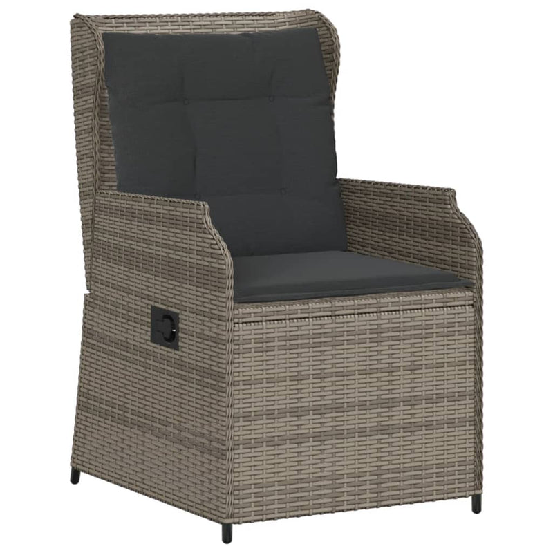 5 Piece Garden Lounge Set with Cushions Grey Poly Rattan