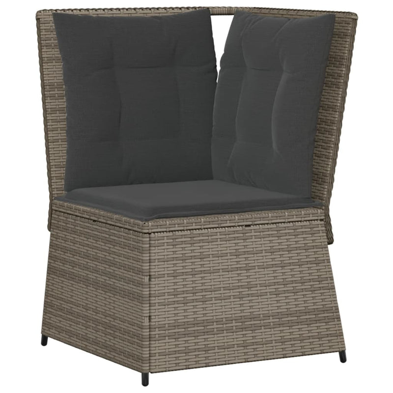 6 Piece Garden Lounge Set with Cushions Grey Poly Rattan