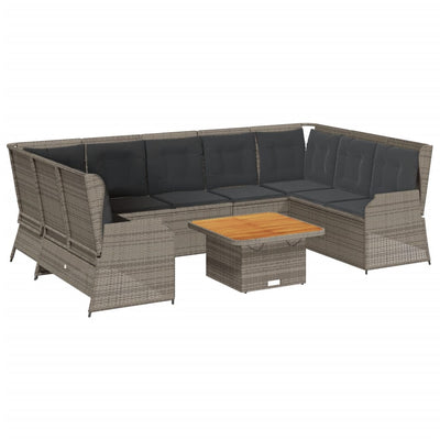 7 Piece Garden Lounge Set with Cushions Grey Poly Rattan