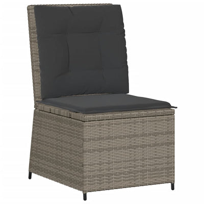 7 Piece Garden Lounge Set with Cushions Grey Poly Rattan