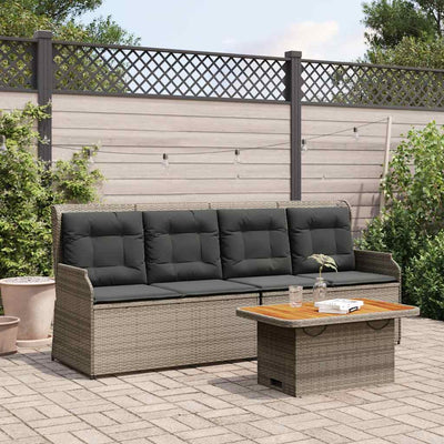 3 Piece Garden Lounge Set with Cushions Grey Poly Rattan