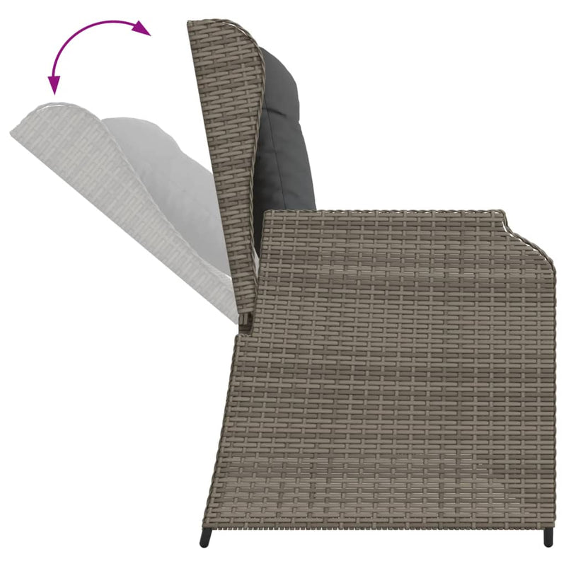 5 Piece Garden Lounge Set with Cushions Grey Poly Rattan