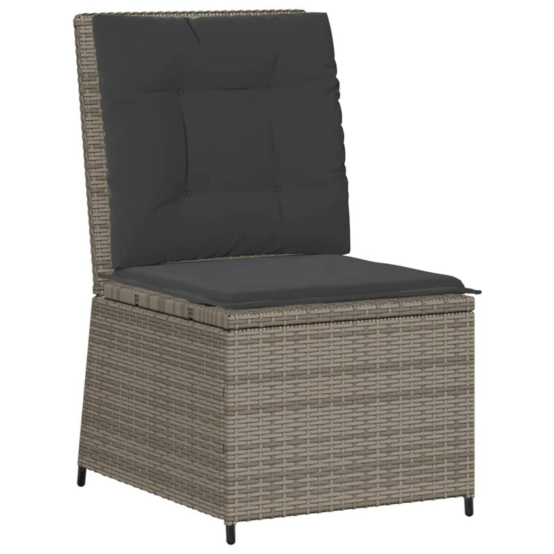 5 Piece Garden Lounge Set with Cushions Grey Poly Rattan