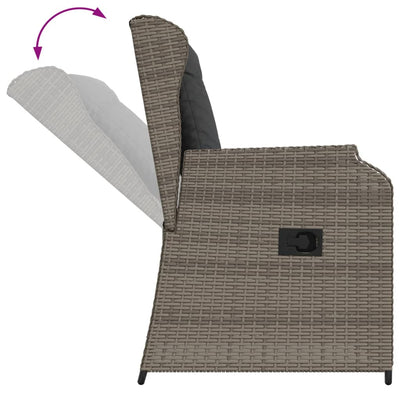 5 Piece Garden Lounge Set with Cushions Grey Poly Rattan