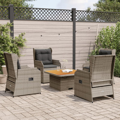 5 Piece Garden Lounge Set with Cushions Grey Poly Rattan