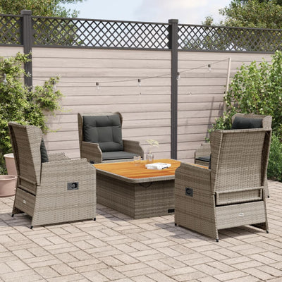 5 Piece Garden Lounge Set with Cushions Grey Poly Rattan