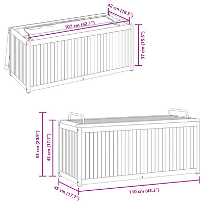 Outdoor Cushion Box 110x45x42/53 cm Solid Wood Acacia and Steel