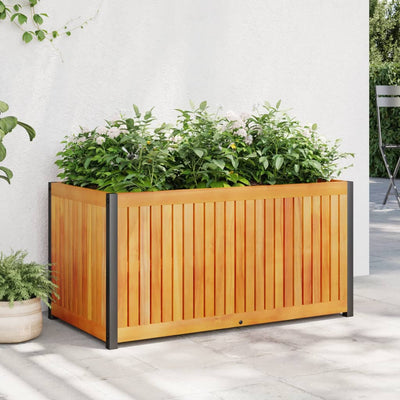 Garden Planter 85x45x44 cm Solid Wood Acacia and Steel