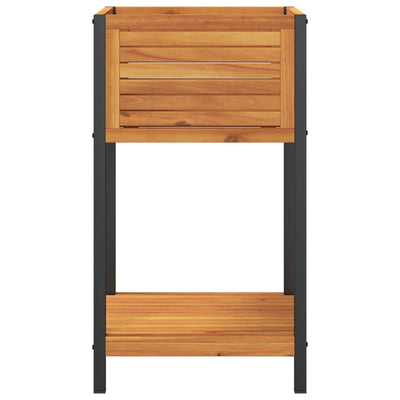 Garden Planter with Shelf 45x45x80 cm Solid Wood Acacia and Steel