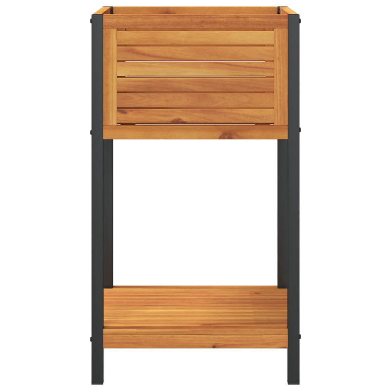 Garden Planter with Shelf 45x45x80 cm Solid Wood Acacia and Steel