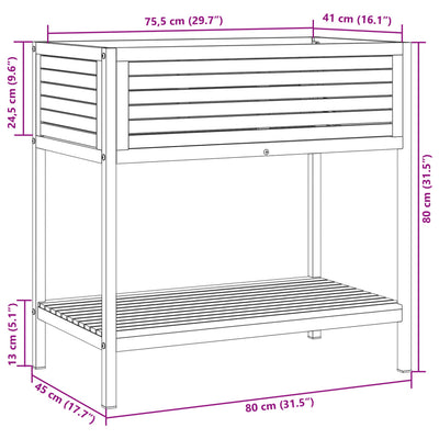 Garden Planter with Shelf 80x45x80 cm Solid Wood Acacia and Steel