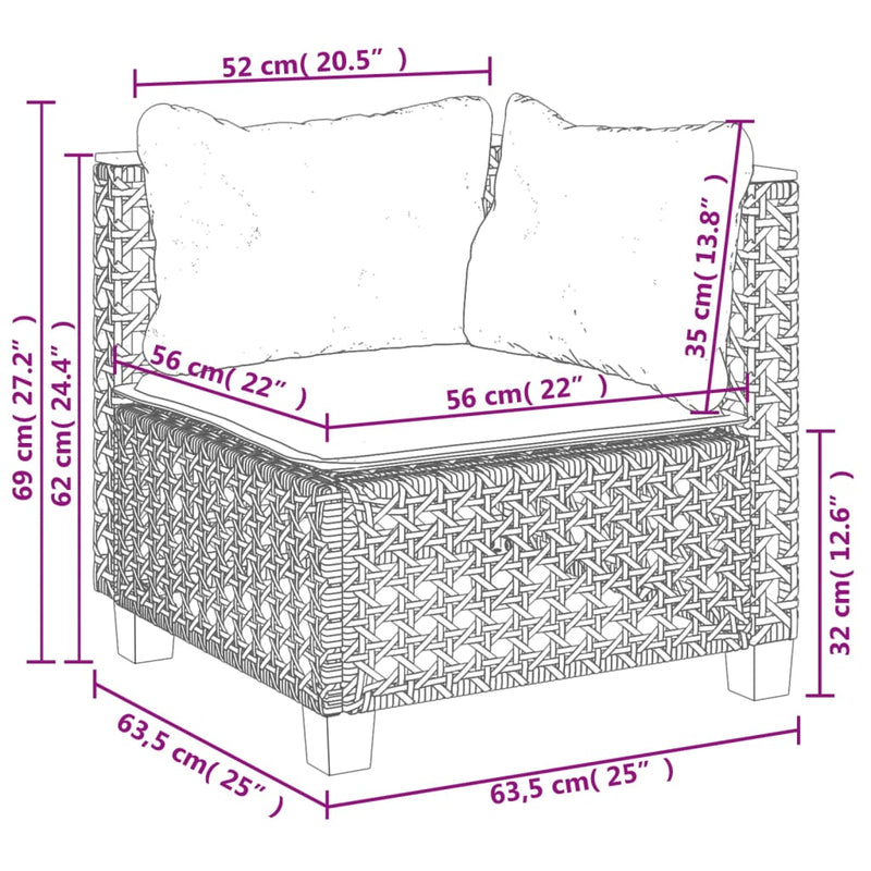 5 Piece Garden Sofa Set with Cushions Grey Poly Rattan