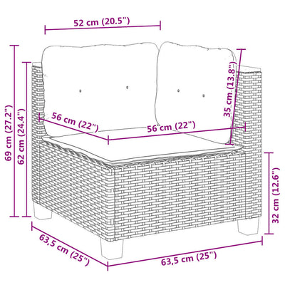 9 Piece Garden Sofa Set with Cushions Beige Poly Rattan