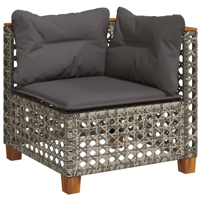 4 Piece Garden Sofa Set with Cushions Grey Poly Rattan