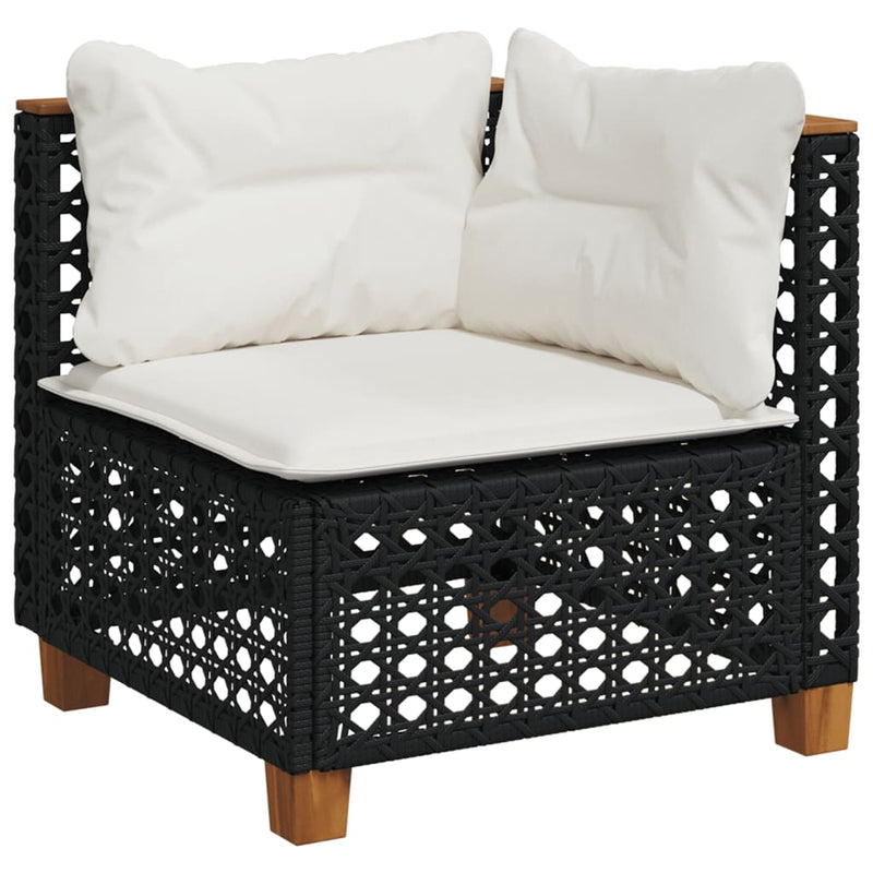 5 Piece Garden Sofa Set with Cushions Black Poly Rattan