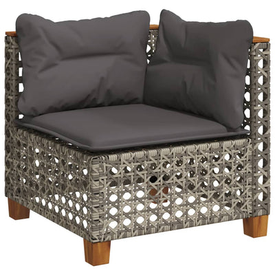 5 Piece Garden Sofa Set with Cushions Grey Poly Rattan