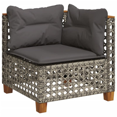 9 Piece Garden Sofa Set with Cushions Grey Poly Rattan