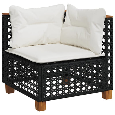 10 Piece Garden Sofa Set with Cushions Black Poly Rattan