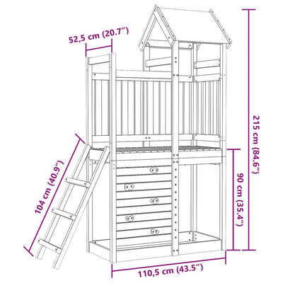 Play Tower with Rockwall 110.5x52.5x215cm Solid Wood Douglas Fir