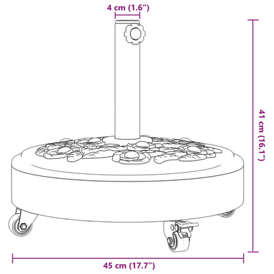 Parasol Base with Wheels for Ø38 / 48 mm Poles 27 kg Round