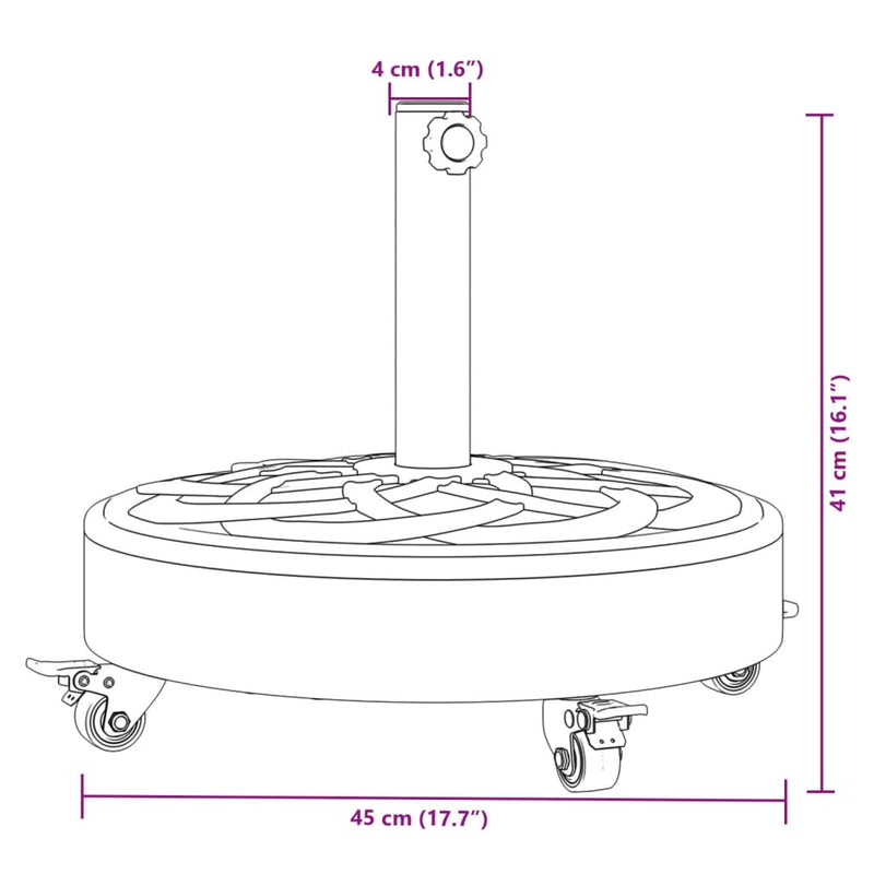 Parasol Base with Wheels for Ø38 / 48 mm Poles 27 kg Round