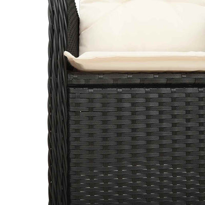 3 Piece Garden Bistro Set with Cushions Black Poly Rattan