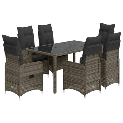 5 Piece Garden Bistro Set with Cushions Grey Poly Rattan