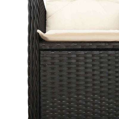 11 Piece Garden Bistro Set with Cushions Black Poly Rattan