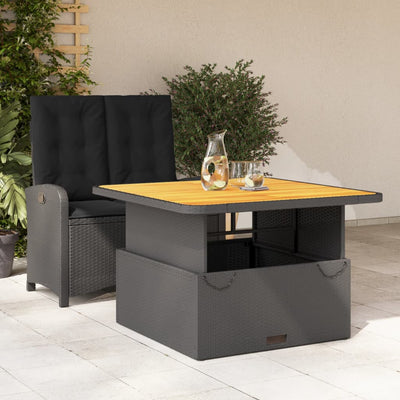 2 Piece Garden Dining Set with Cushions Black Poly Rattan