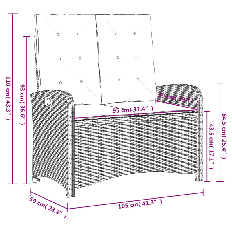 2 Piece Garden Dining Set with Cushions Grey Poly Rattan