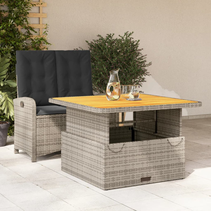 2 Piece Garden Dining Set with Cushions Grey Poly Rattan