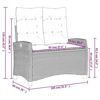 2 Piece Garden Dining Set with Cushions Grey Poly Rattan