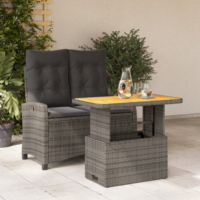 2 Piece Garden Dining Set with Cushions Grey Poly Rattan