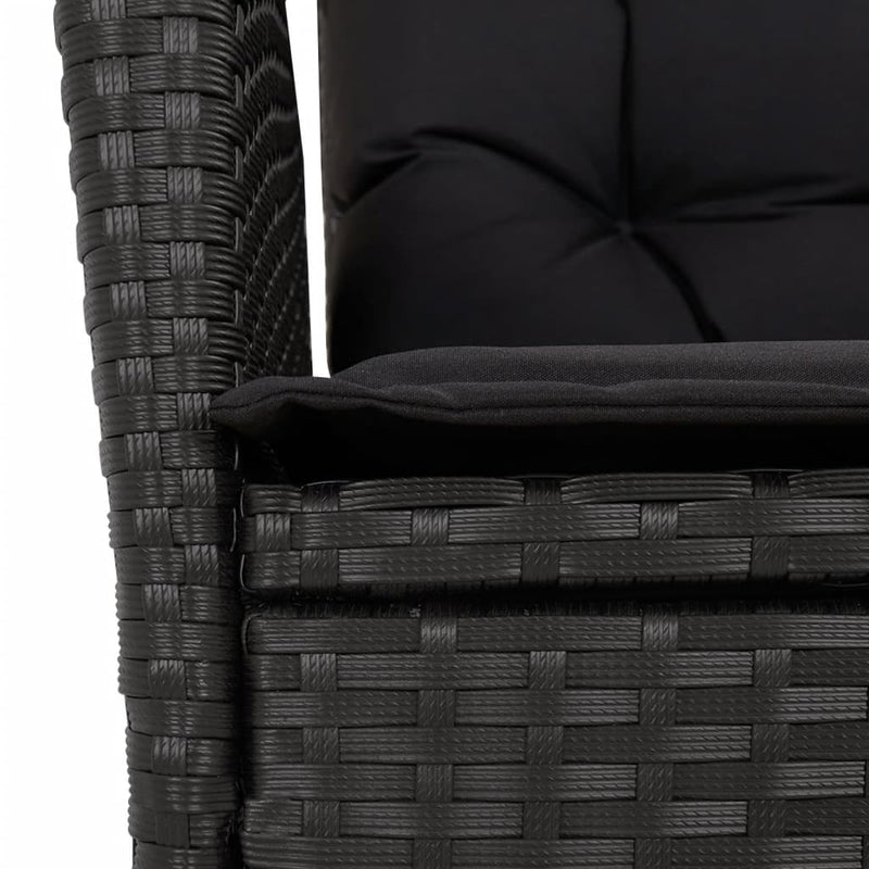 3 Piece Garden Dining Set with Cushions Black Poly Rattan