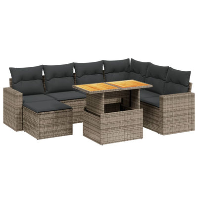 8 Piece Garden Sofa Set with Cushions Grey Poly Rattan